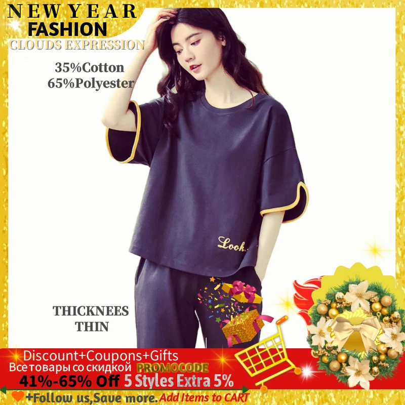 Пижама женская с коротким рукавом элегантный пижамный комплект привлекательная