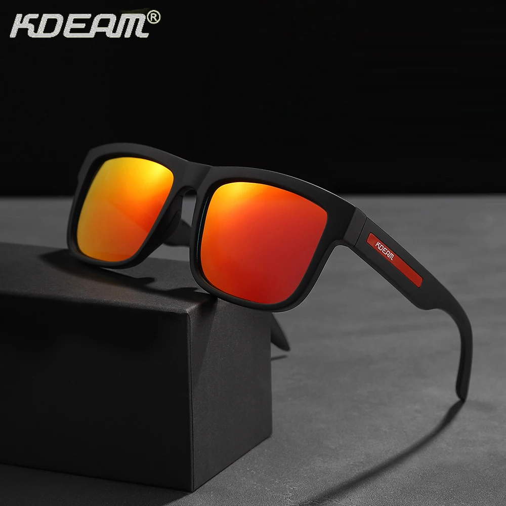 

Мужские и женские очки в квадратной оправе KDEAM, поляризационные солнцезащитные очки с цветными линзами из настоящей пленки, роскошные Брендовые очки для вождения, 2023