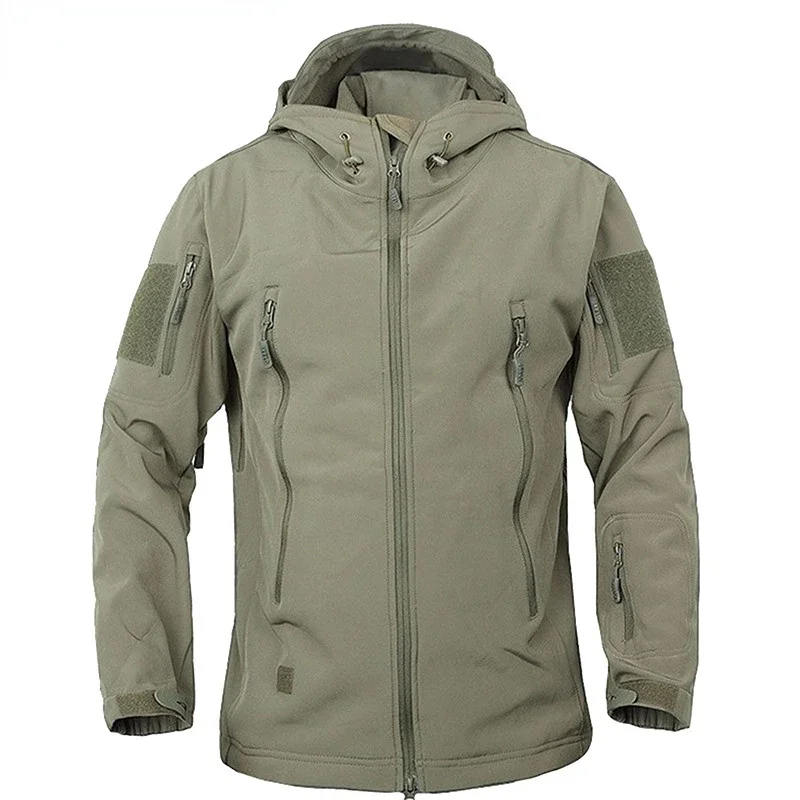 

2023 New Spring Autumn Tactical Military Fan Men's Outdoor Fleece Plus Size Soft Shell Jacket Mountaineering Clothes