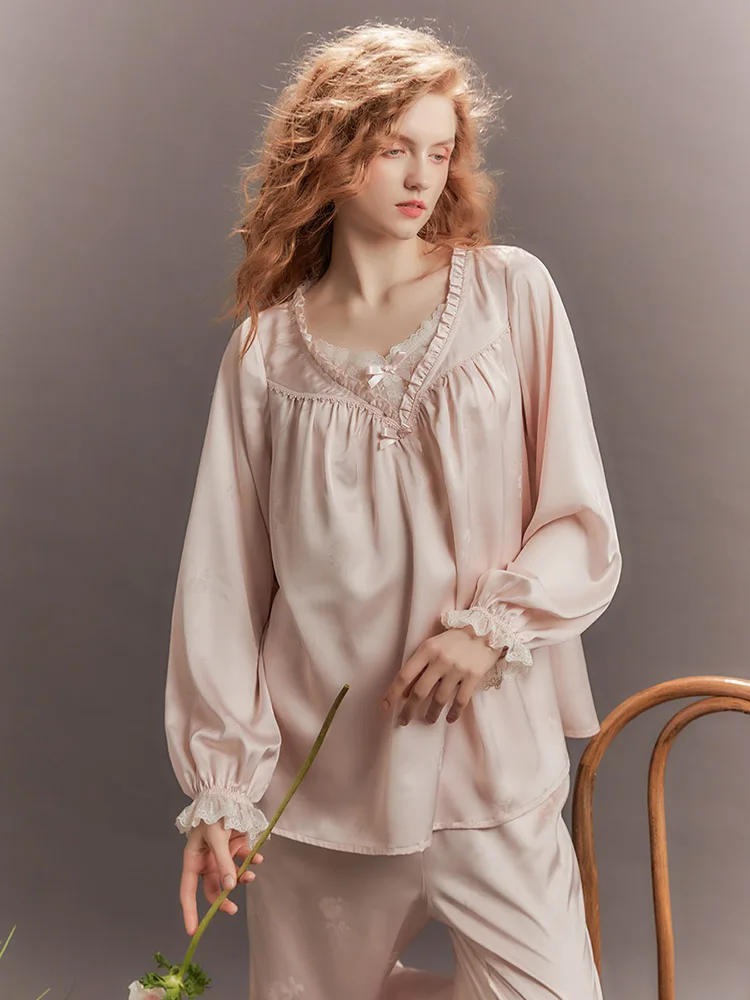 Chenxi осень и зима 2024 тонкие пижамы домашняя одежда женская ретро принцесса Sweet Palace