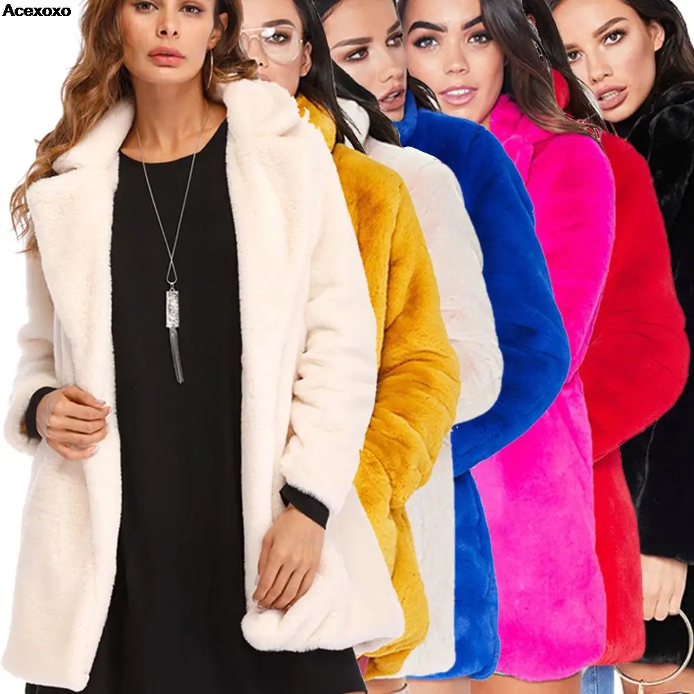 

Loose fur fleece women's dress