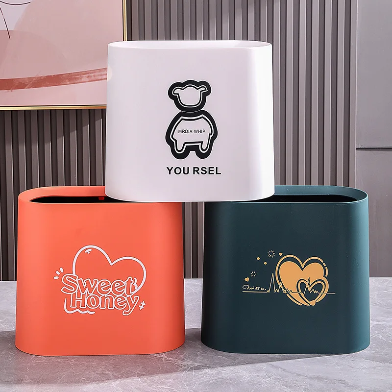 

Nordic Double-layer Trash Can for Kitchen Bathroom Office Garbage Dust Bin Storage Bucket Paper Basket Plastic Matte Waste Bin