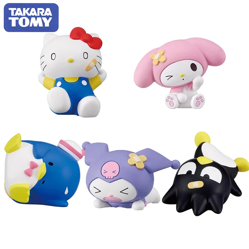 

Original Takara Tomy Kuromi Hello Kitty My Melody Bad Badtz-maru Tuxedosam Figure Falling Style 2 Gashapon Model Toy Xmas Gift