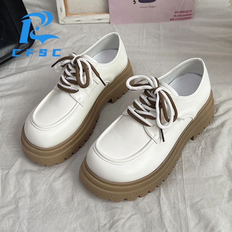 

British Style Women's Shoes 2022 New Platform Oxfords Female Footwear Retro Summer New Leather Dress Spring Med Lace-U Shoes