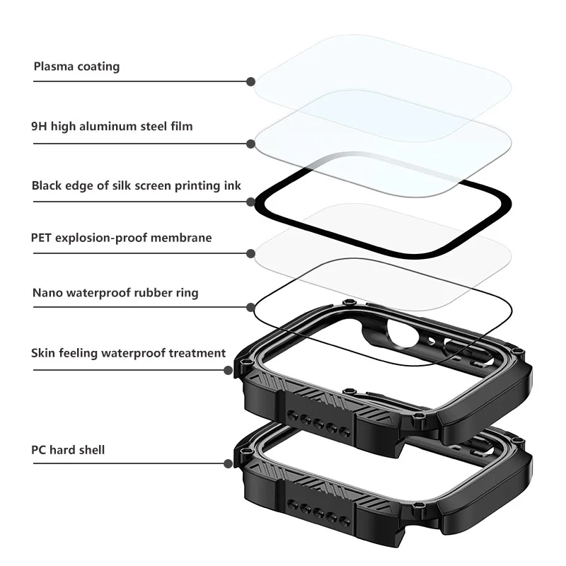 Waterproof Case for Apple Watch Series 7 8 45mm 41mm 44mm 40mm Screen Protector Cover Bumper With film iWatch 5 SE 6 Accessories