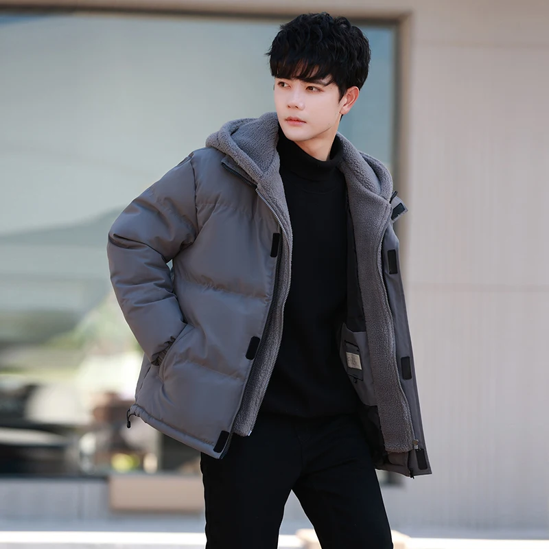 New Korean Winter Fashion Versatile Youth Thickened Cotton Dress Men'S Trend Loose Relaxed Warm And Cold Resistant Hooded Coat