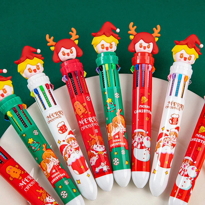 

10 Colors Creative Ballpoint Pen Oiled Stationery Advertising Gift Pen School Office Stationery Christmas Themed Ballpoint Pen