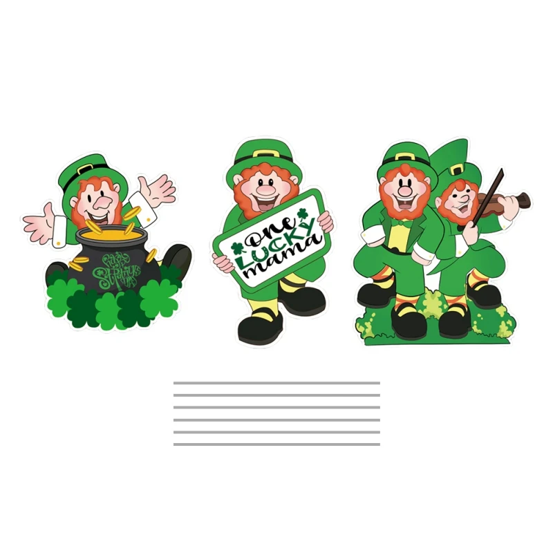 

Yard Signs 3pcs Set St. Patrick's Day with Stakes Large Size Irish Gnome Shamrock Outdoor Lawn Garden Decoration