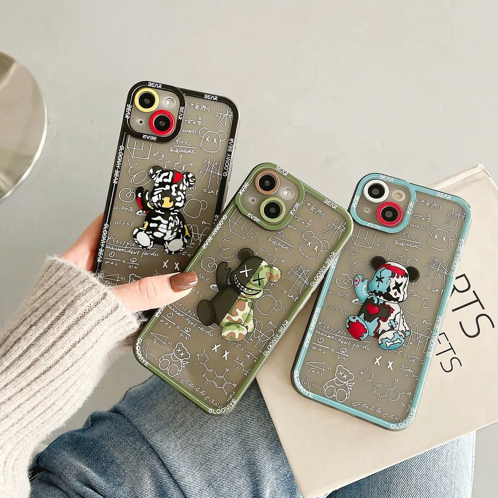 

Transparent cartoon Angel eye camouflage bear Soft Shell For iphone 7/8 Plus XS X XR XSMAX 11/12/13 Pro Max Cases Cover