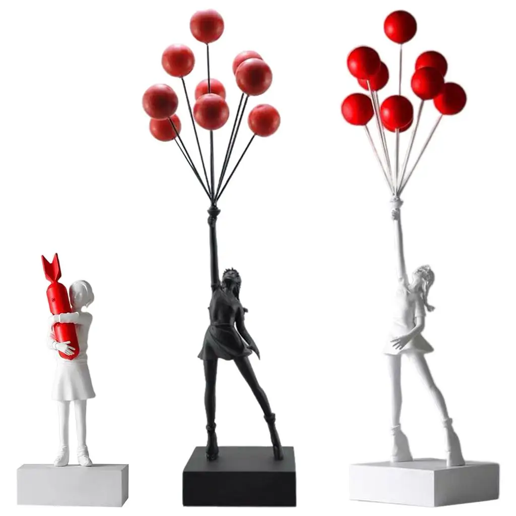 

Nordic Resin Girl Sculpture Ornament Figurine Statue Photo Props Office Tabletop Wedding Gift