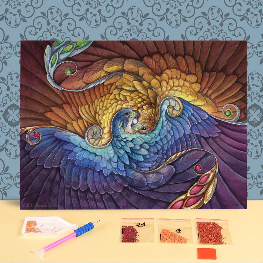 

Алмазная мозаика с изображением животных, павлина, волка, лебедя