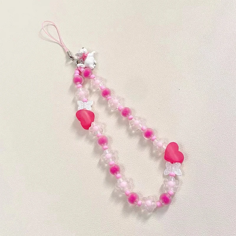 Ice Cube Heart Bow Key Chain Ladies Fashion Cute Romantic Vintage Keychain Charm Korea 90s Aesthetic Bag Phone Chain Decoration