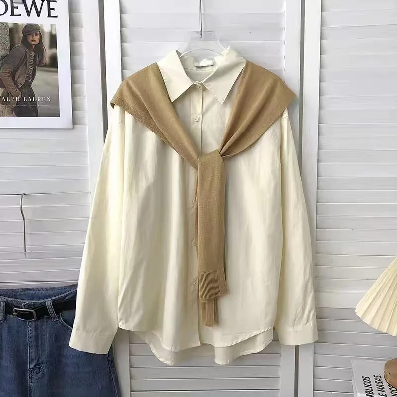 

Autumn Long Sleeve Blouse Sexy Vintage Fashion Shirts Women 2023 French Style White Tops Loose Clothing Elegant New 28852