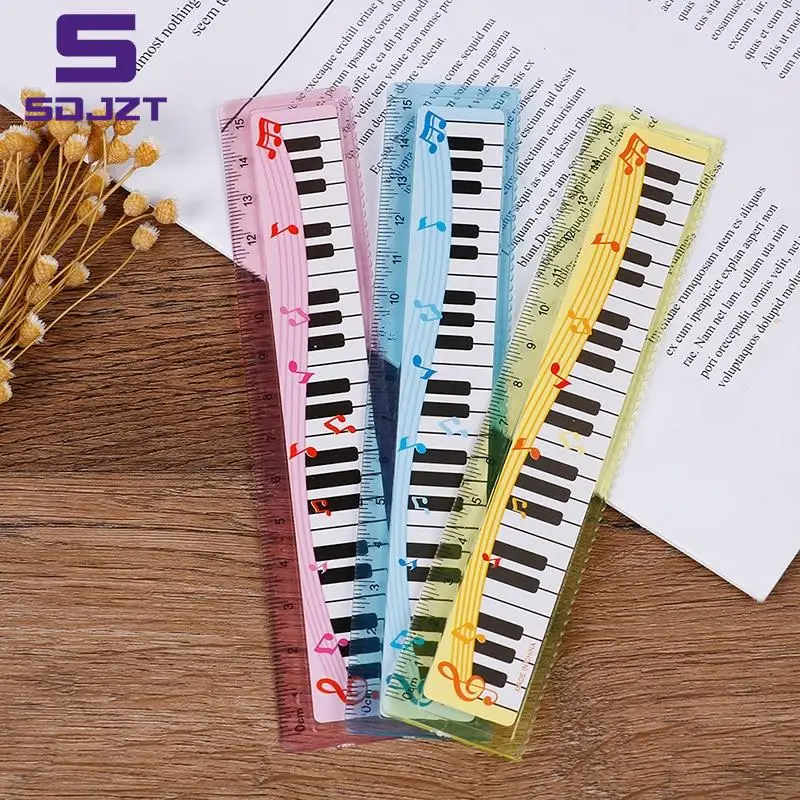 

1Pcs 15cm Straight Ruler Cute Cartoon Piano Musical Note Ruler bookmarks School Student Ruler gift ruler color random