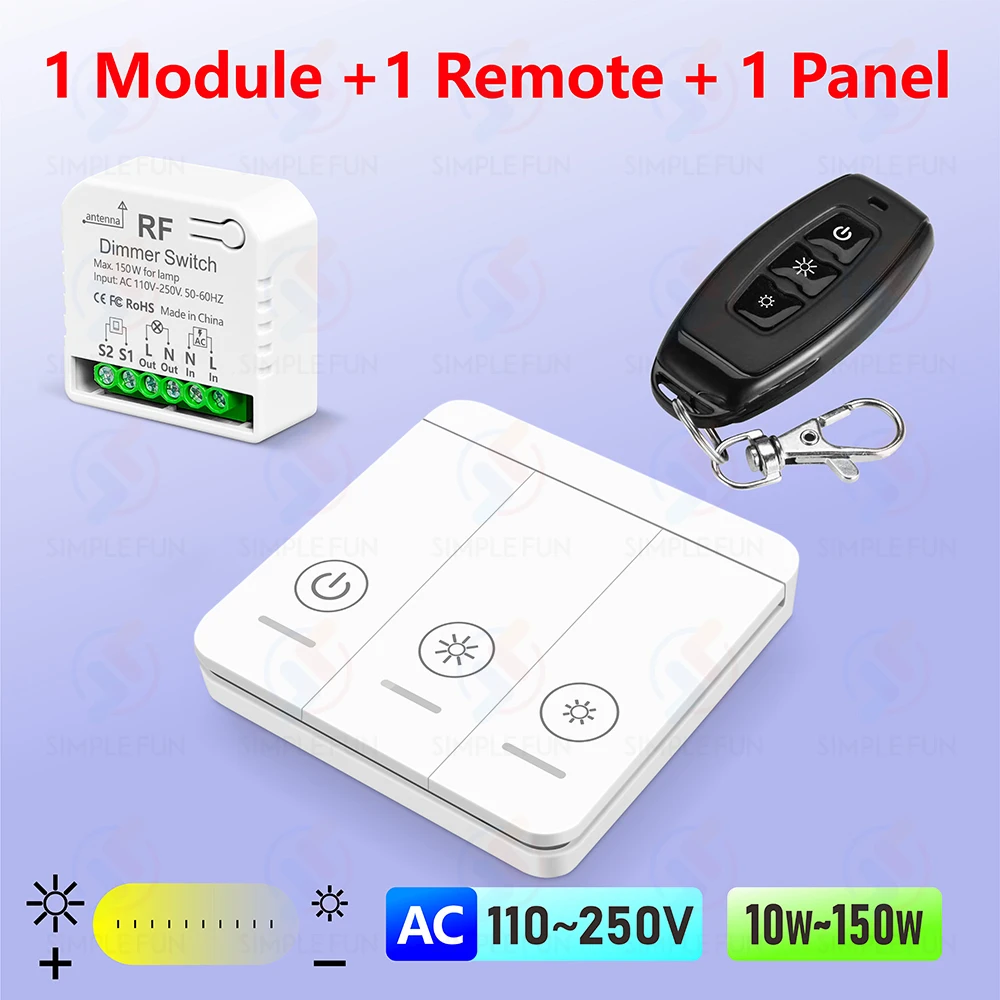 

Беспроводной диммер SLMPLEFUN DIMMER01+WP073DIM+KT07DIM