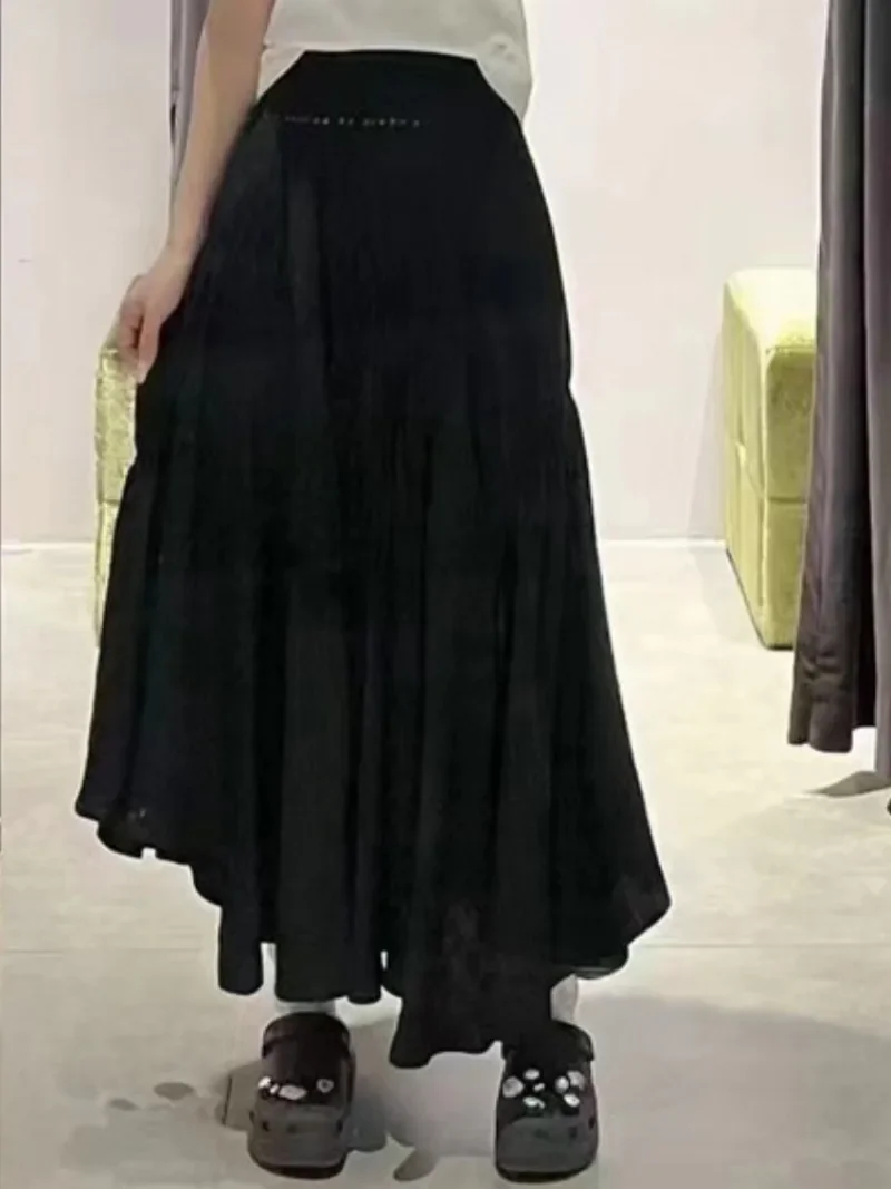 Лето 2024 новые универсальные простые клетчатые юбки с высокой талией