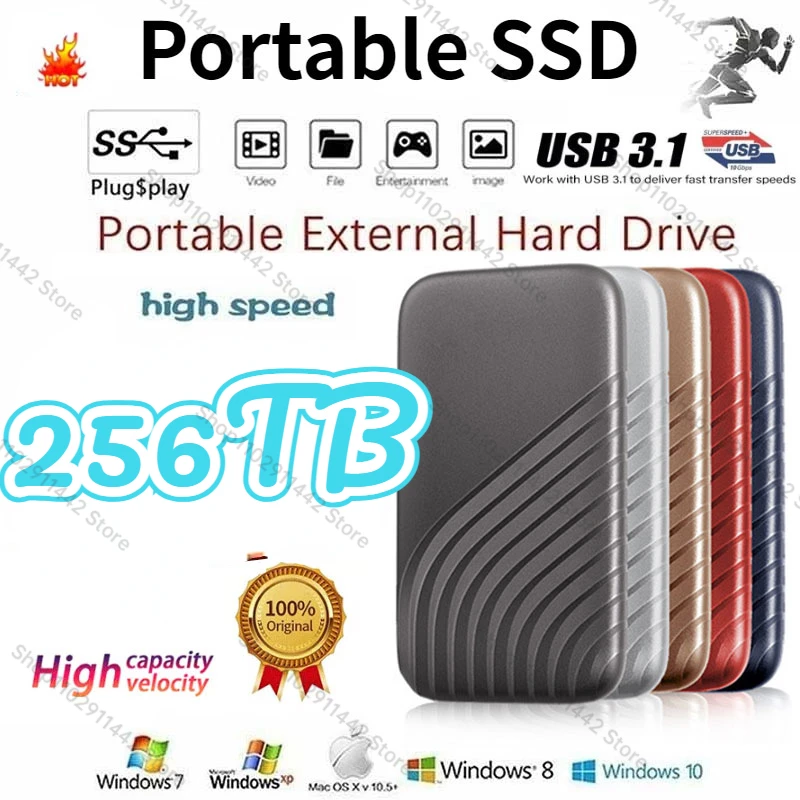 

New 100% Original High-speed 256tb 16TB 8TB SSD 2TB Portable External Solid State Hard Drive USB3.1 Interface Mobile disco duro