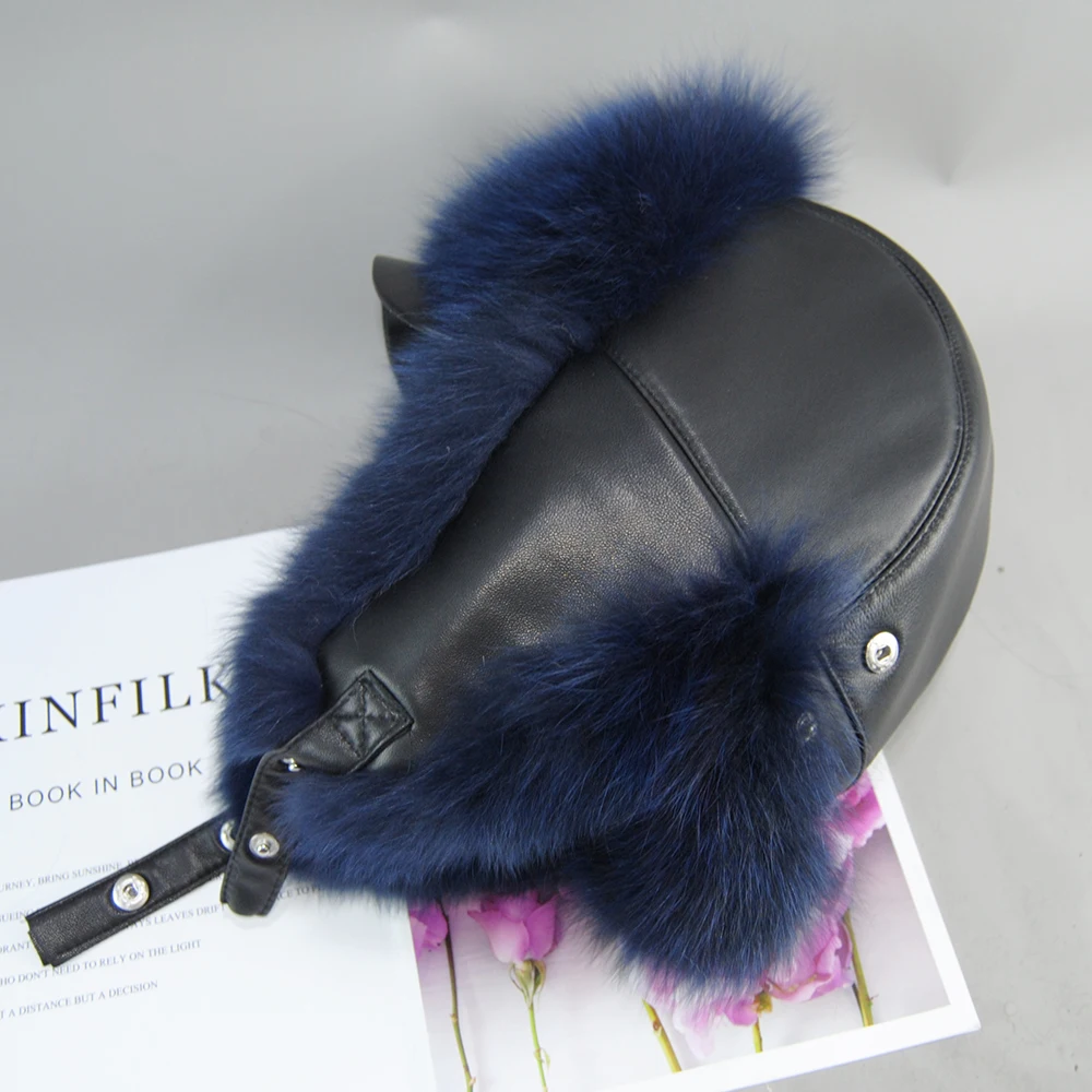 Новая модная зимняя шапка-бомбер из натурального лисьего меха русская женская