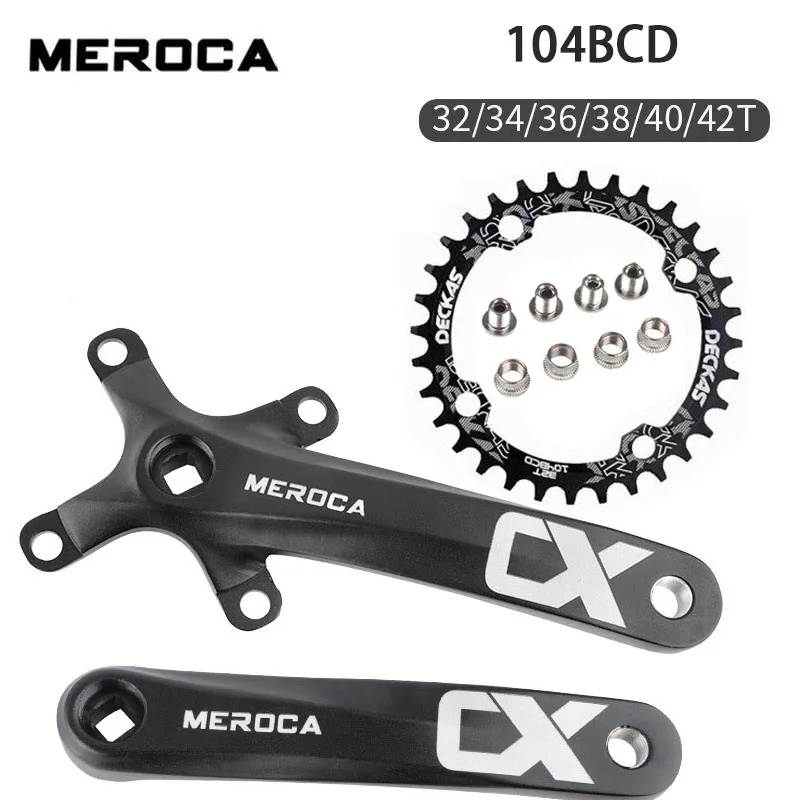 

MEROCA MTB Road Bike Accessories Parts 104BCD 104 BCD Square Hole Integrated Crank 170MM 32/34/36/38/40/42T Sprocket Tooth Plate