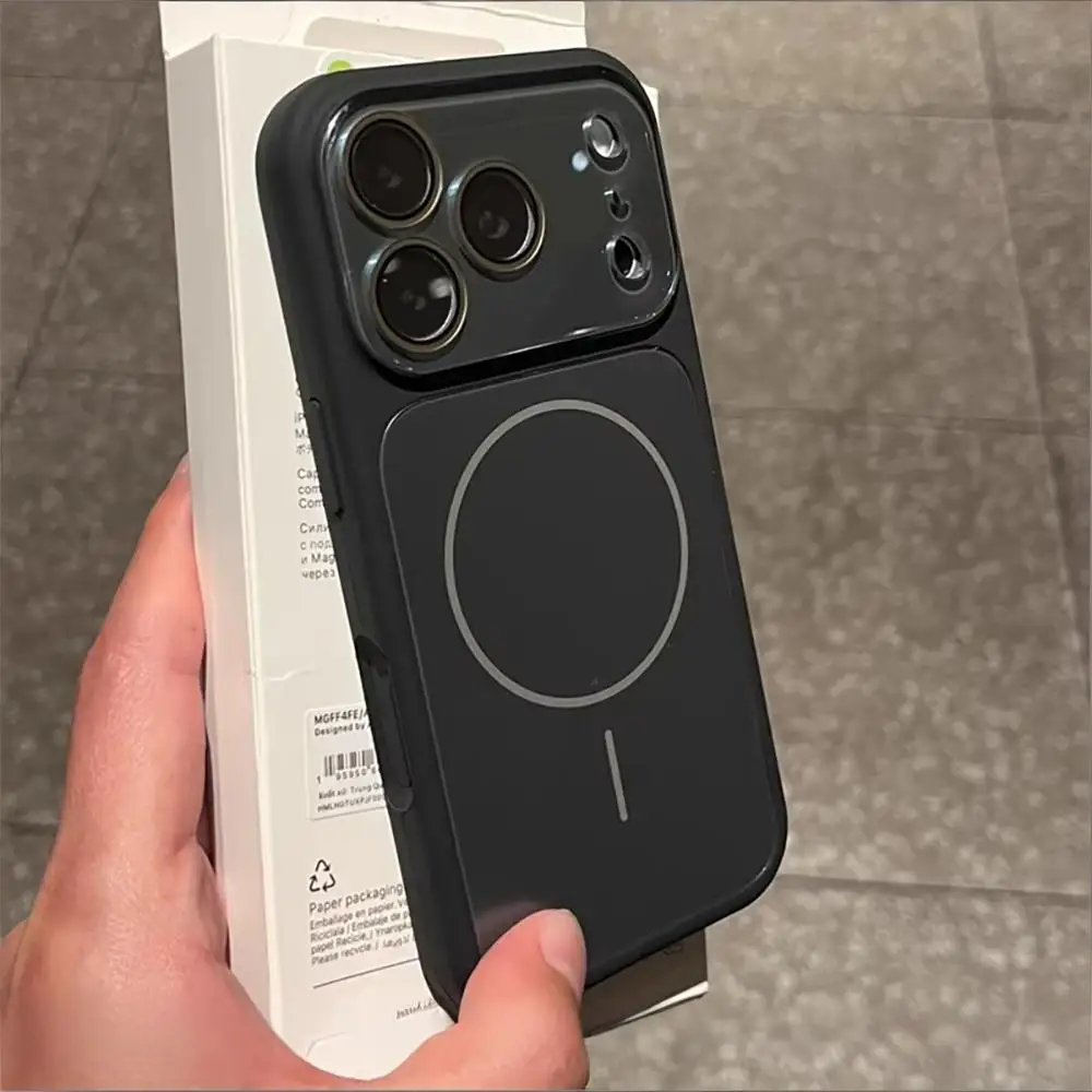 Фото Оригинальный жидкий силиконовый магнитный чехол для iPhone 17, 16, 15, 14, 13 Pro Max, 17 Pro с защитой стеклянных линз Magsafe, мягкая задняя крышка, чехол на айфон 17 15 про макс №3