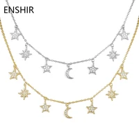 enshir moon star tassel necklace for women gold color tassel clavicle chain choker necklace romantic jewelry gift