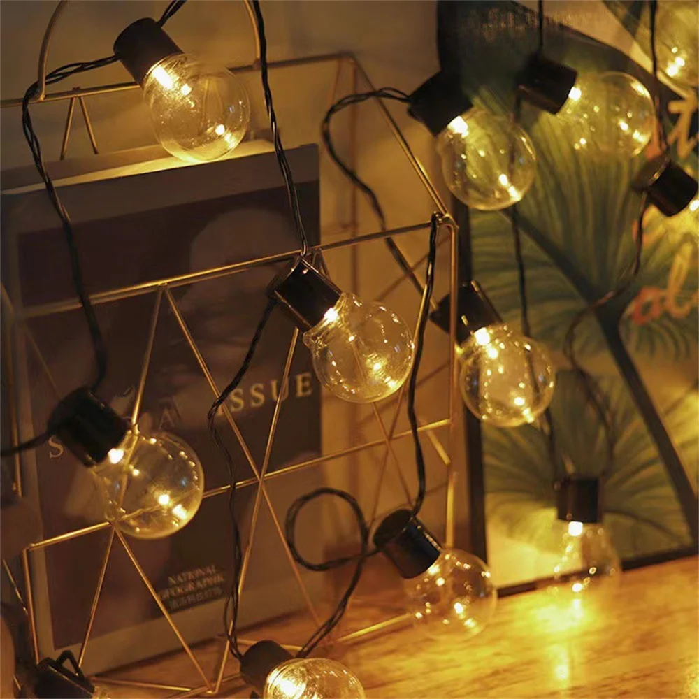 Светодиодная винтажная гирлянда с круглыми лампочками уличное освещение