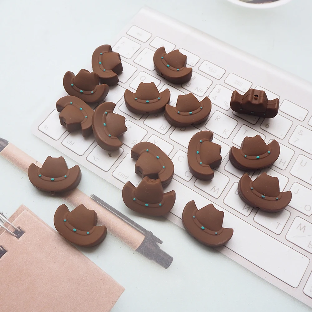 

Chenkai 10pcs Cowboy Hat Silicone Beads Focal Beads Baby Teething Infant Chewable Dummy Necklace Pacifier Chain Accessories