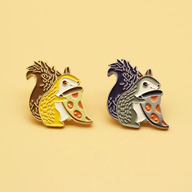 

Cute Cartoon Squirrel Eating Pine Nut Badge Originality Alloy Anime Lapel Brooch Hoodie Backpack Decoration Pin Accessory Gift