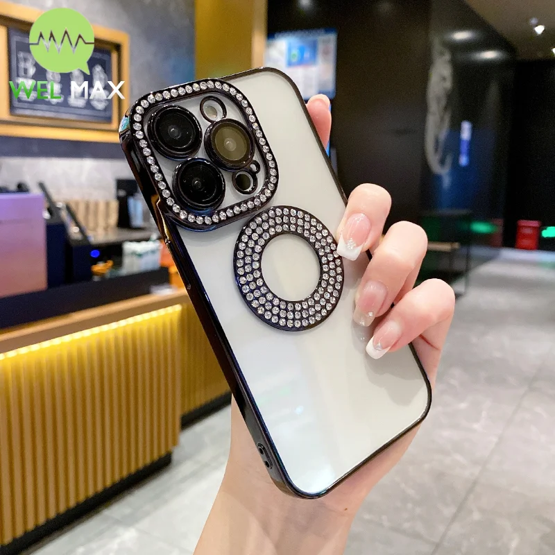 Блестящий бриллиантовый Прозрачный чехол для телефона iPhone 15 14 13 12 11 Pro Max