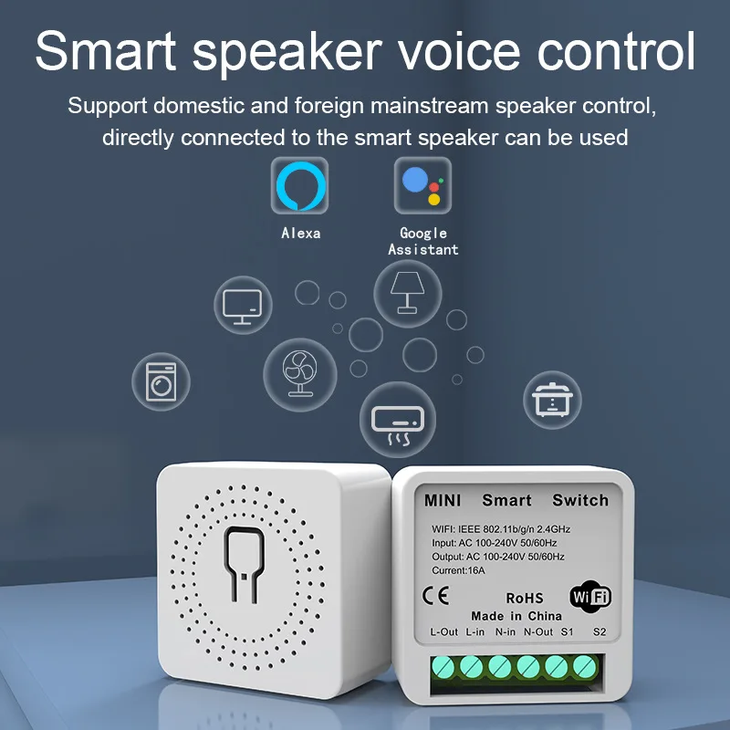 Фото Умный переключатель eWeLink Wi-Fi 16A Mini Smart Switch Управление через приложение Таймер-переключатель Поддержка нескольких голосовых управлений с Alexa Google №3