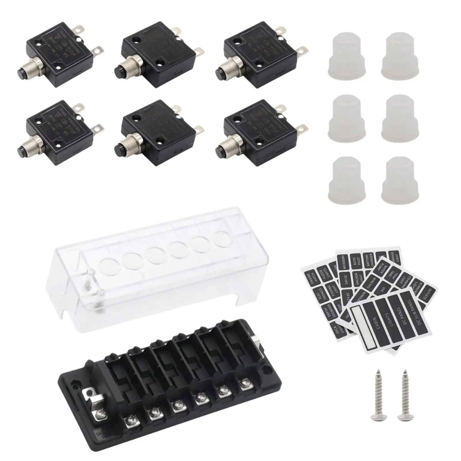 

Circuit Breaker Fuse Block Box with Durable Protection Cover and Sticker Label