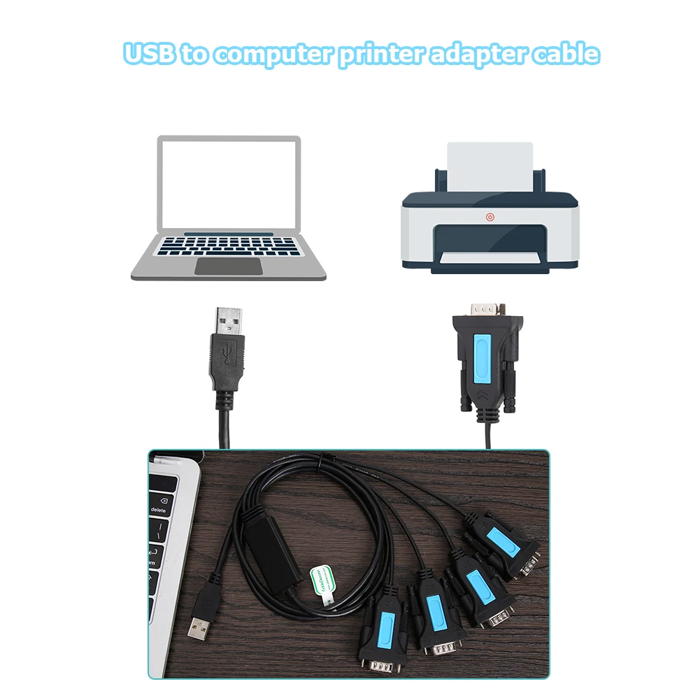 

9-контактный последовательный кабель DB9, адаптер для чипсета PL2303, штекер A, 4 порта USB, RS232, аксессуары для ПК, ноутбука, Windows