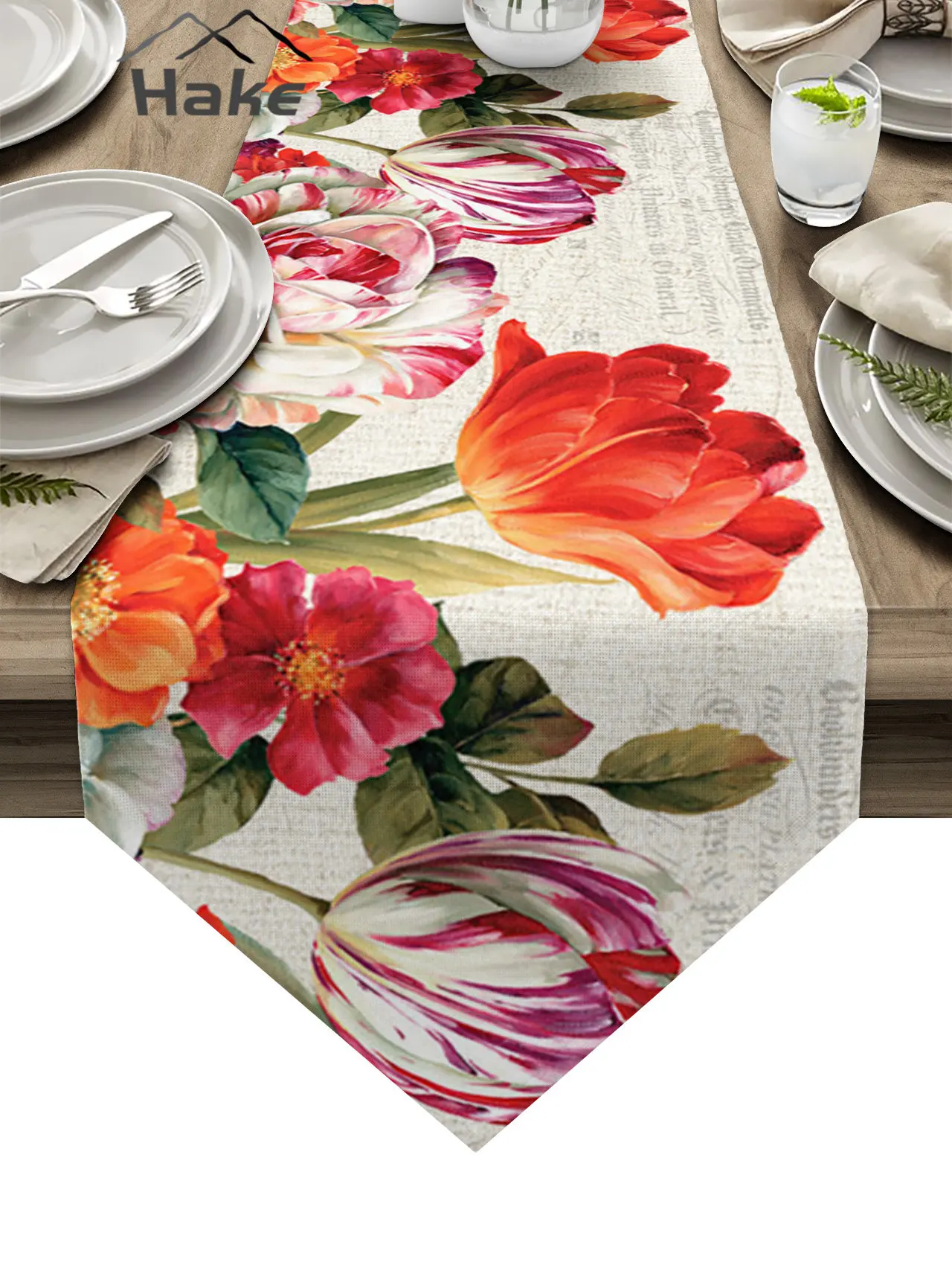 

Винтажная картина маслом с цветами тюльпанами, Современная скатерть для стола из хлопка и льна, декоративная ткань для свадебного ужина, журнального столика