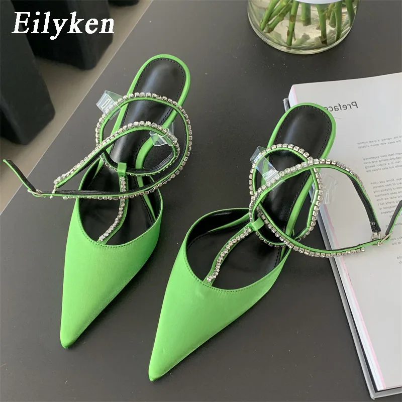 

Eilyken/женские туфли-лодочки на ремешке с пряжкой и кристаллами; Пикантные босоножки на высоком каблуке с острым носком; Элегантные туфли с ре...
