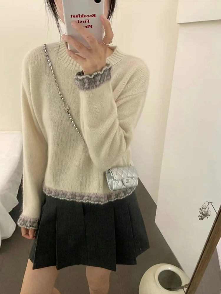 Кружевной вязаный топ Western Sle Sweet Idle женский осенне-зимний новый дизайн уникальный