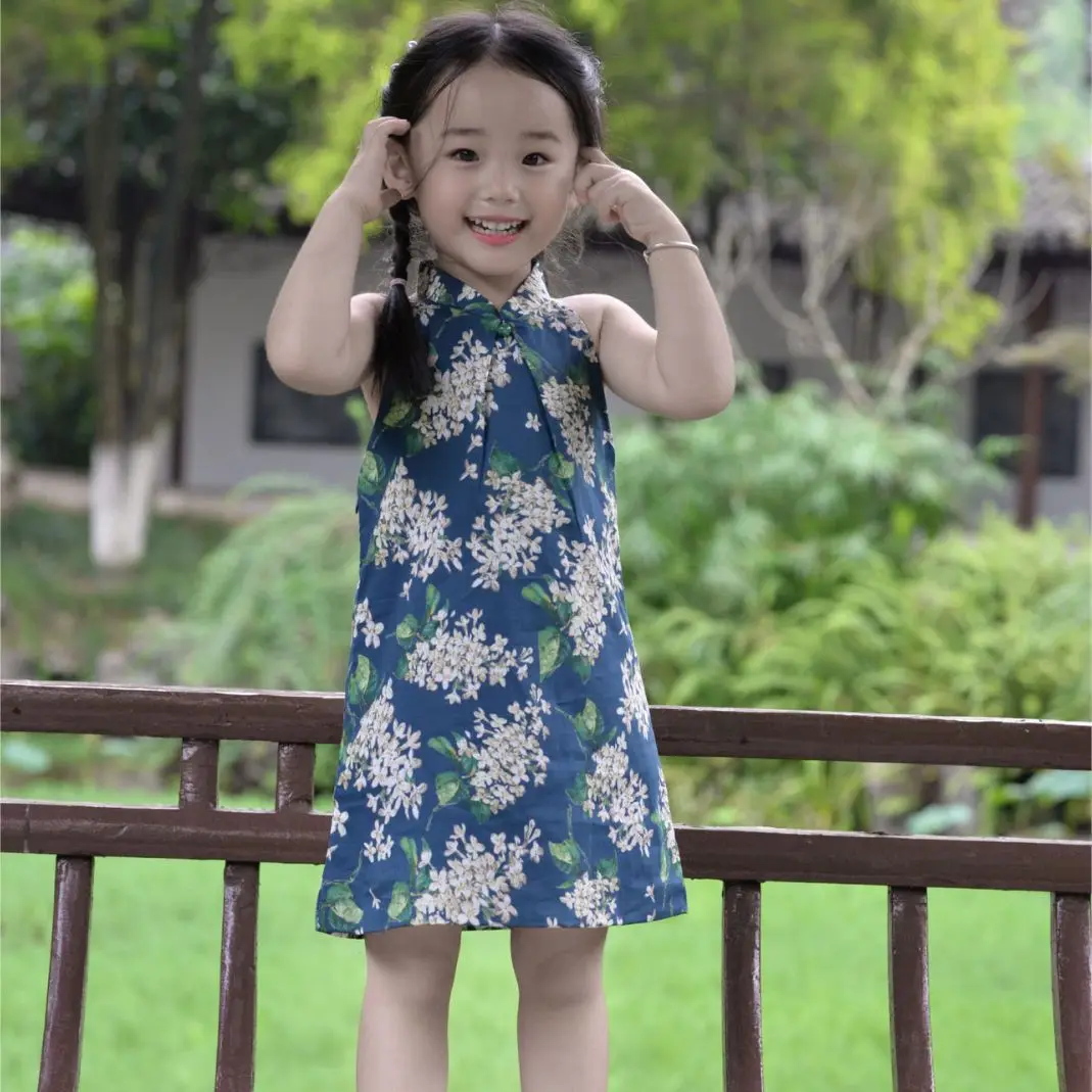 

Panda Baby Summer Blue Lilacs Flower Chinese Traditional Dress Birthday Vestidos China Online Store