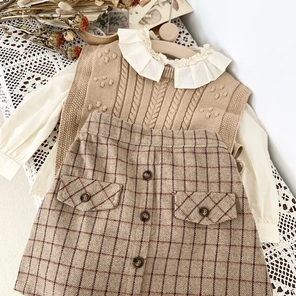 

New Winter Children Woolen Skirt Girls' Plaid Skirt