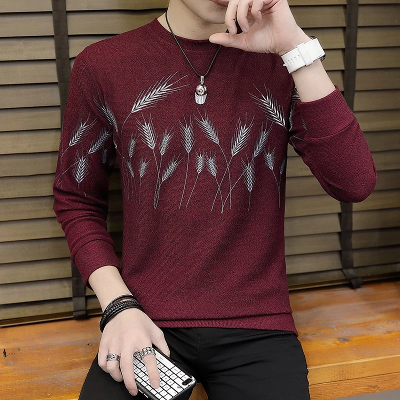 2023 Autumn and Winter New Men's Sweater Sweater Men's Spring and Autumn Thin Section Long Sleeve Trend Personality Base Knittin
