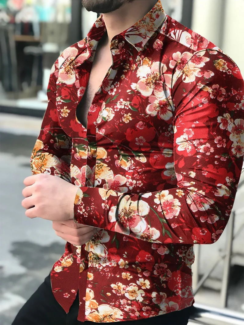 

2022 New Men's Shirt for Men Clothing Social Blouse Hawaiian Long Sleeve Cardigan Blouses and Button Up Luxury Man Free Shipping