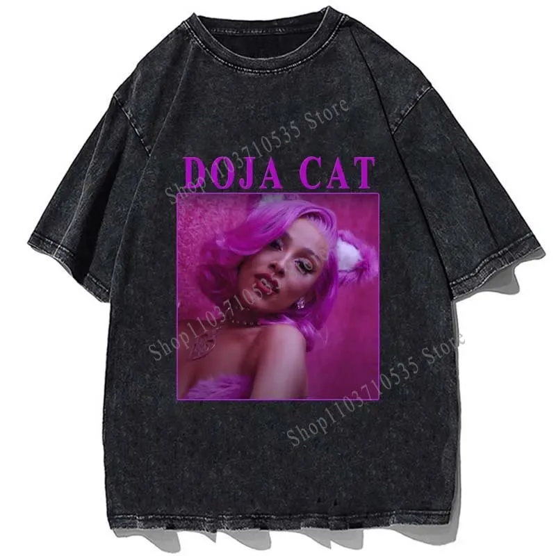 oruj raper Doja Cat Print T-shirt High Street Fashion Mężczyźni Kobiety Hip Hop Tshirt Bawełna Oversize Vintage Letnie koszulki z krótkim