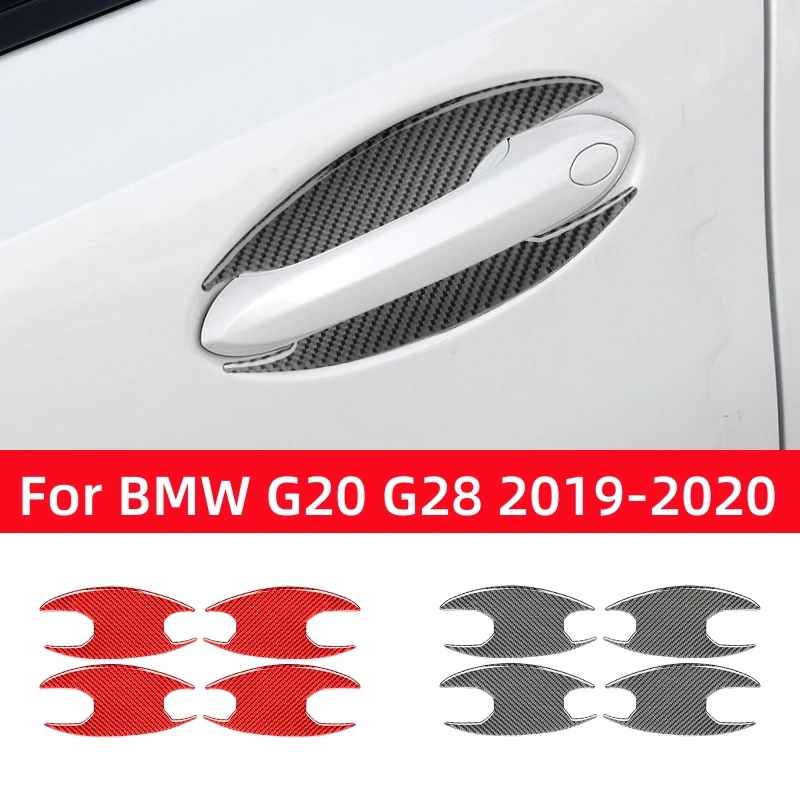 

For BMW 3 Series G20 G28 2019-2020 Accessories Carbon Fiber Car Exterior Handle Door Bowl Sticker Trim Cover Anti Scratch Flower