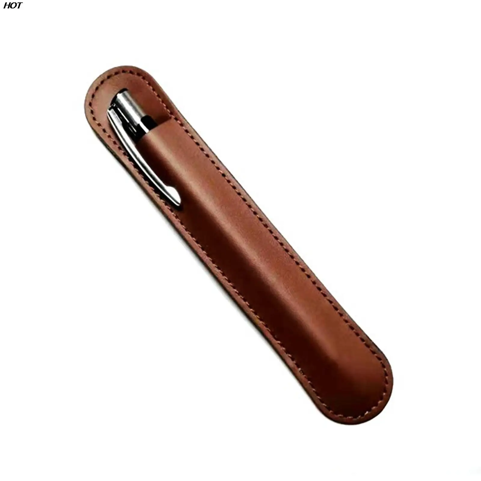 Bag Brown Leather Pen Case Leather Handcrafted Single Pen Pencil Bag Pencil Case