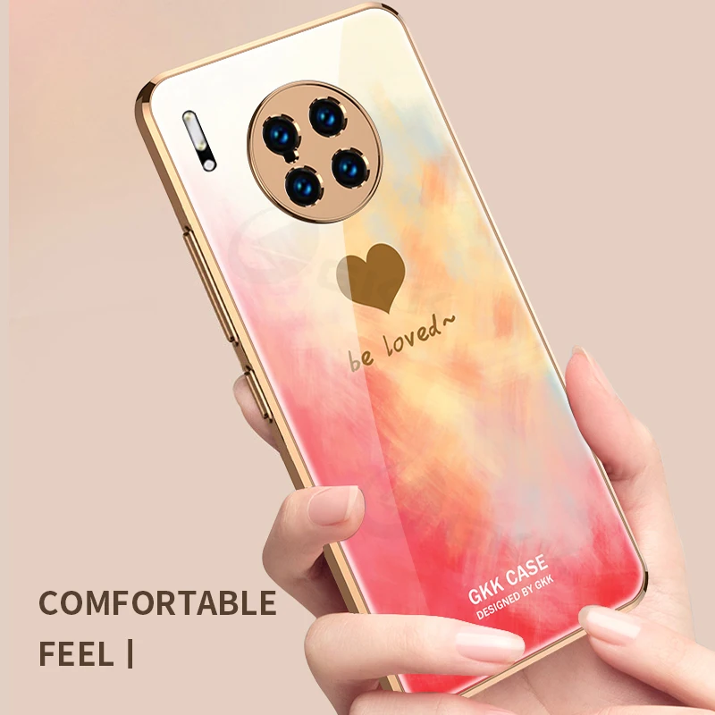 

Чехол из закаленного стекла GKK для Huawei Mate 30 40 P40 Pro 5G, жесткий чехол с прямыми краями для Huawei Mate 30 40 P40 Pro, зеркальный чехол