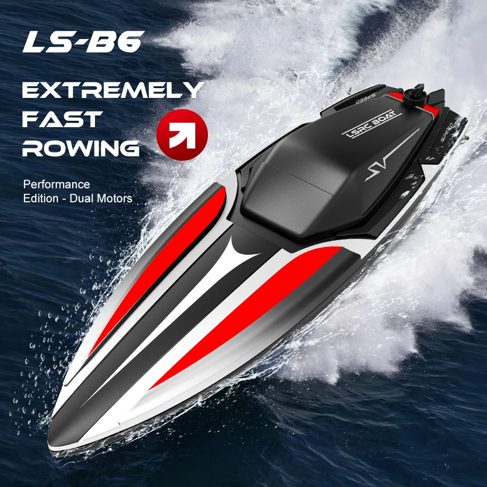 

LSRC-B6 RC Boat High Speed Racing Rowing Waterproof Rechargeable Model Electric 2.4G Radio Remote Control Boat Toys for Boys