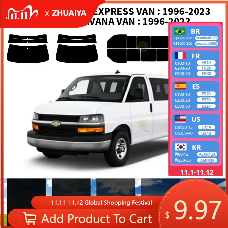 

Нанокерамическая Автомобильная УФ-пленка Precut для окон, автомобильная пленка для окон для CHEVROLET EXPRESS VAN 1996-2023