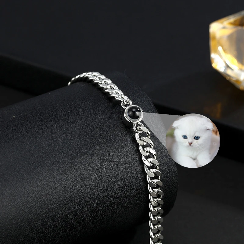 Couple Cuban Chain Projection Bracelet Customization Photo Men Jewelry Nice Gifts For Dad's Boyfriend Drop Shipping