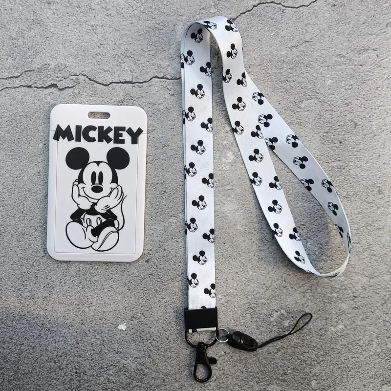 

Disney Mickey Minnie hanging neck card holder card Stitch Cartoon ID card shell leather case bus card hold