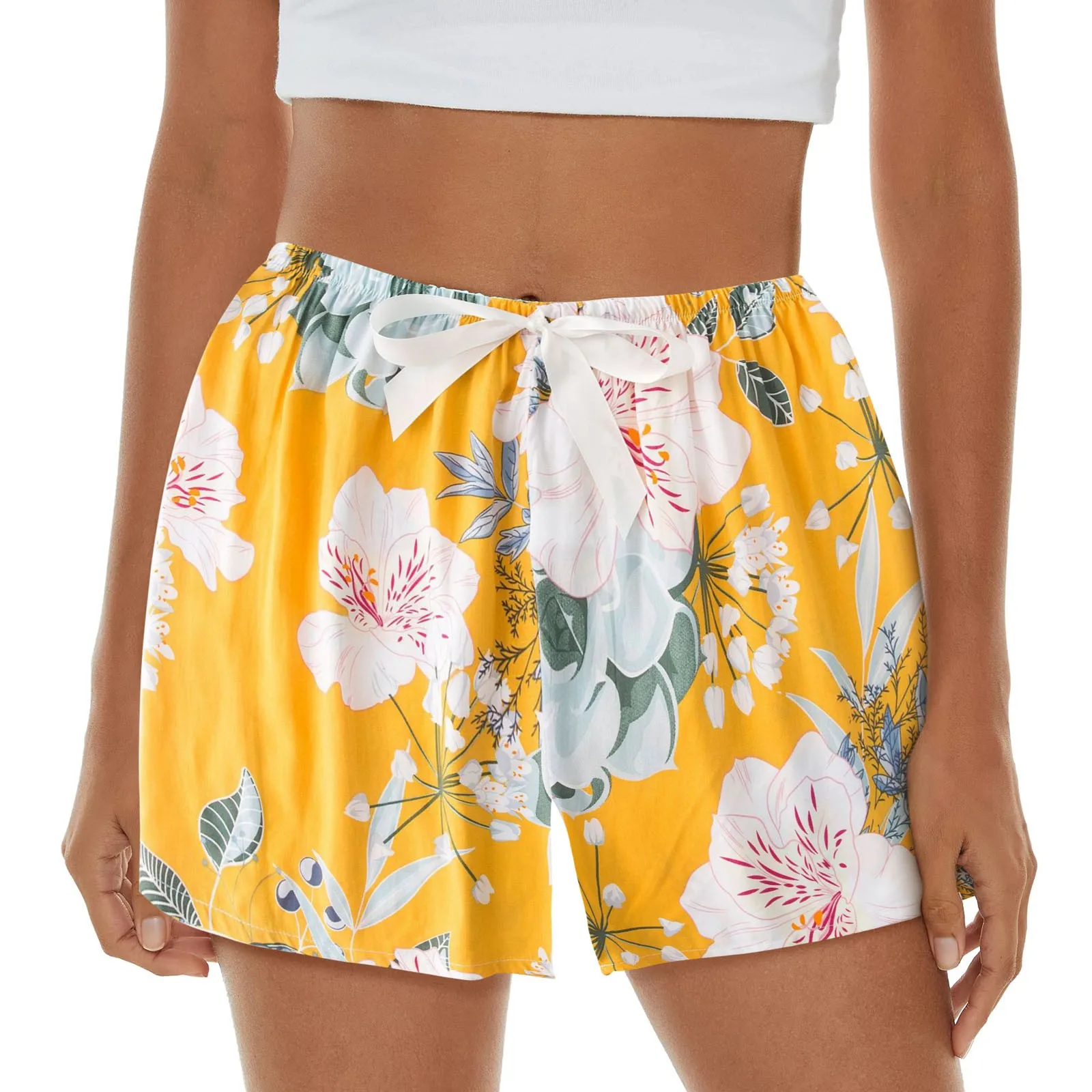 

Women Casual Pants Cotton Womens Pajama Shorts Shorts Lightweight Printed Bow Elastic Waist Lounge Pj Bottoms Yoga Trouser