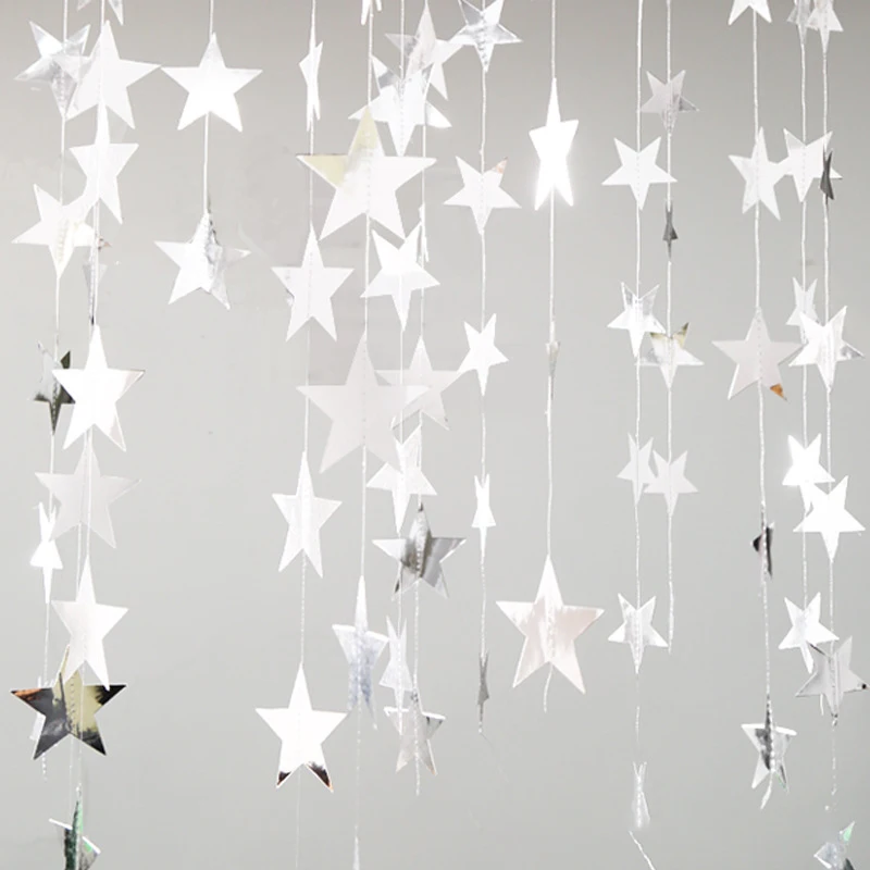 

4M Paper Glitter Gold Blue Moon Star String Garland Hanging Banner Wall Party Decorations for Eid Mubarak Wedding DIY Decoration