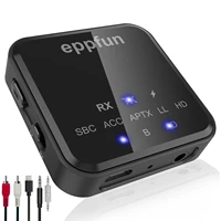 eppfun bluetooth 5 2 transmitter and receiver qualcomm aptx adaptive hd low latency audio adapter with 3 5 mm auxrca f